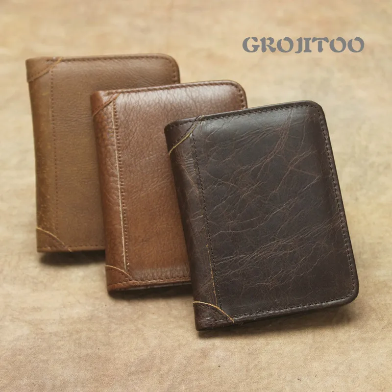 

GROJITOO RIFD three fold leather wallet with three fold anti-theft Leather Wallet