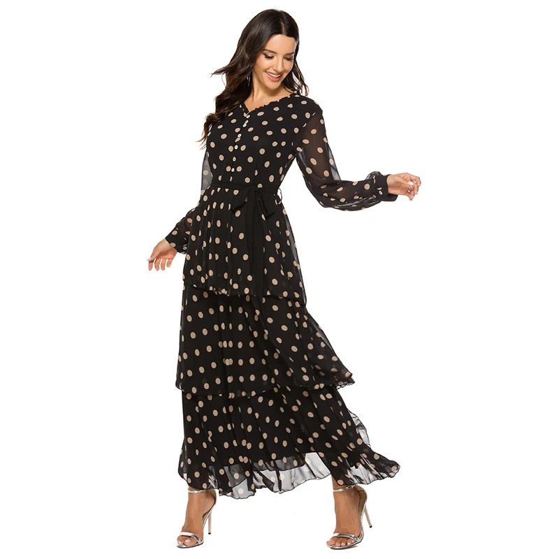 Элегантное модное мусульманское платье Дубай абайя Турция с длинными рукавами