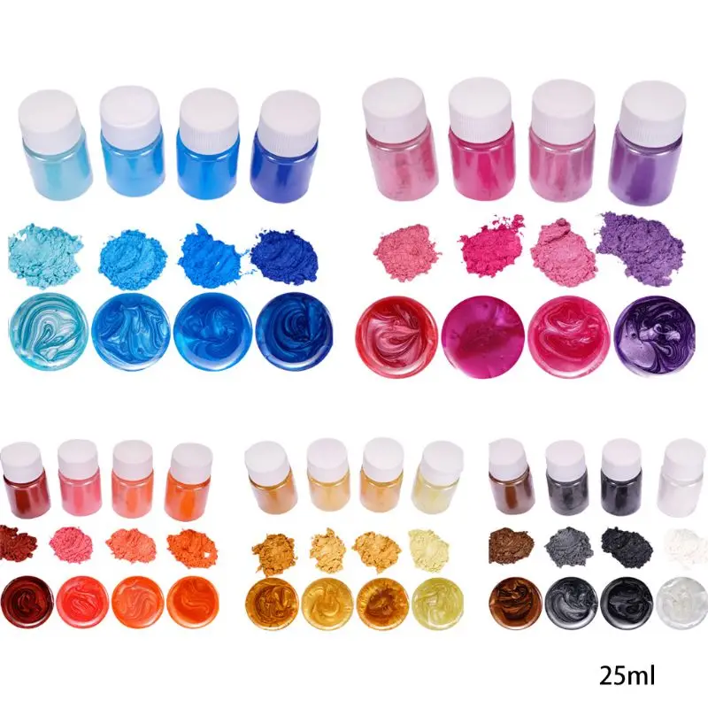 4 Pcs/set Mixed Color Resin Jewelry DIY Making Craft Glowing Powder Luminous Pigment Set Crystal Epoxy Material