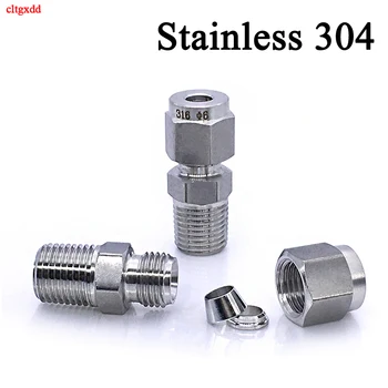 

1/8" 3/8" 3/4" 1/4" 1/2" BSPT Male 3/4/5/6/8/10mm OD Double Ferrule Compression Tube Union Connector Stainless 304