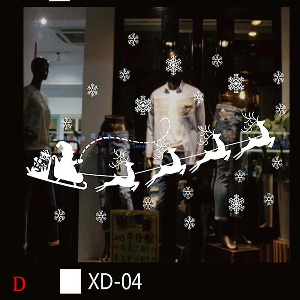 Рождественский снеговик съемный домашний винил окна наклейки на стену Декор Рождество Снеговик съемный домашний винил#25 - Цвет: D