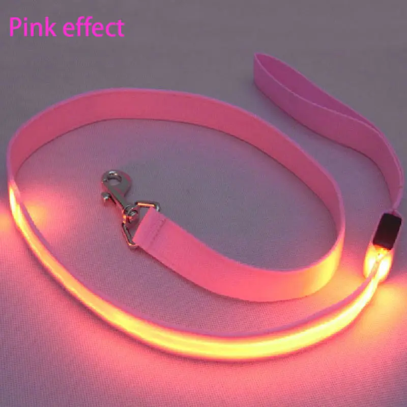 Pink 7 цветные игрушки для животных для крепление на большого собаку светящийся светодиодный ошейник щенок свинца Домашние животные тяговой поводок для собак для чихуахуа - Цвет: Pink