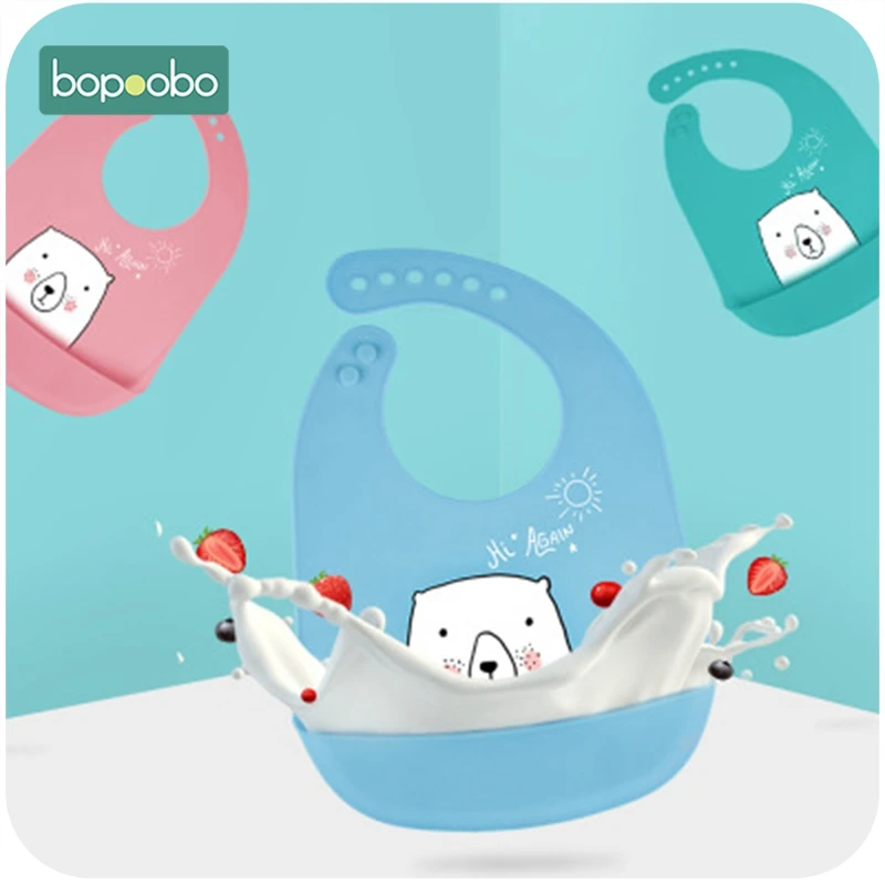 

Bopoobo 1PC Baby Bib Silicone BPA Free Bib Silicone baby Eating Bib Three-dimensional Disposable Child Bib Fasion Style Useful