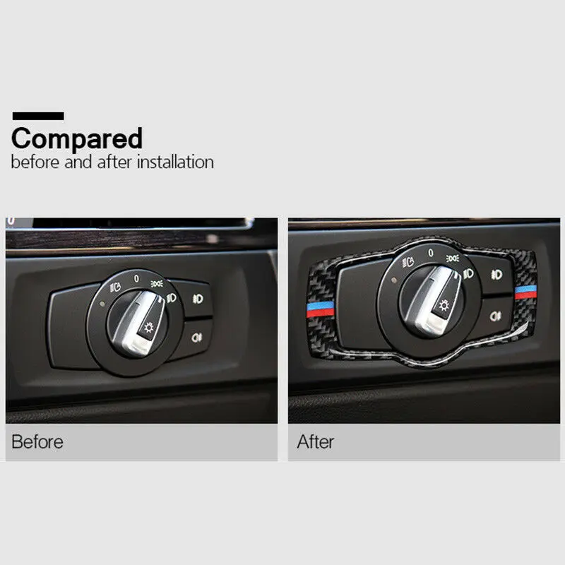 Карбоновый переключатель фары рамка Накладка для BWM 3 серии E90 E92 E93 2005-2012