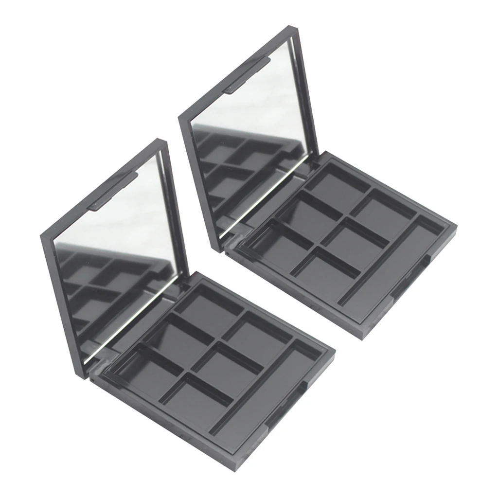 6 Grids Plastic Empty Eyeshadow Palette Travel Eye Shadow DIY Case Blusher Box Makeup Powder Container with Mirror