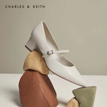 

CHARLES＆KEITH New Arrival for Autumn 2020 CK1-60361299Women Nude mid heel pointed toe ladies Mary Jane shoes