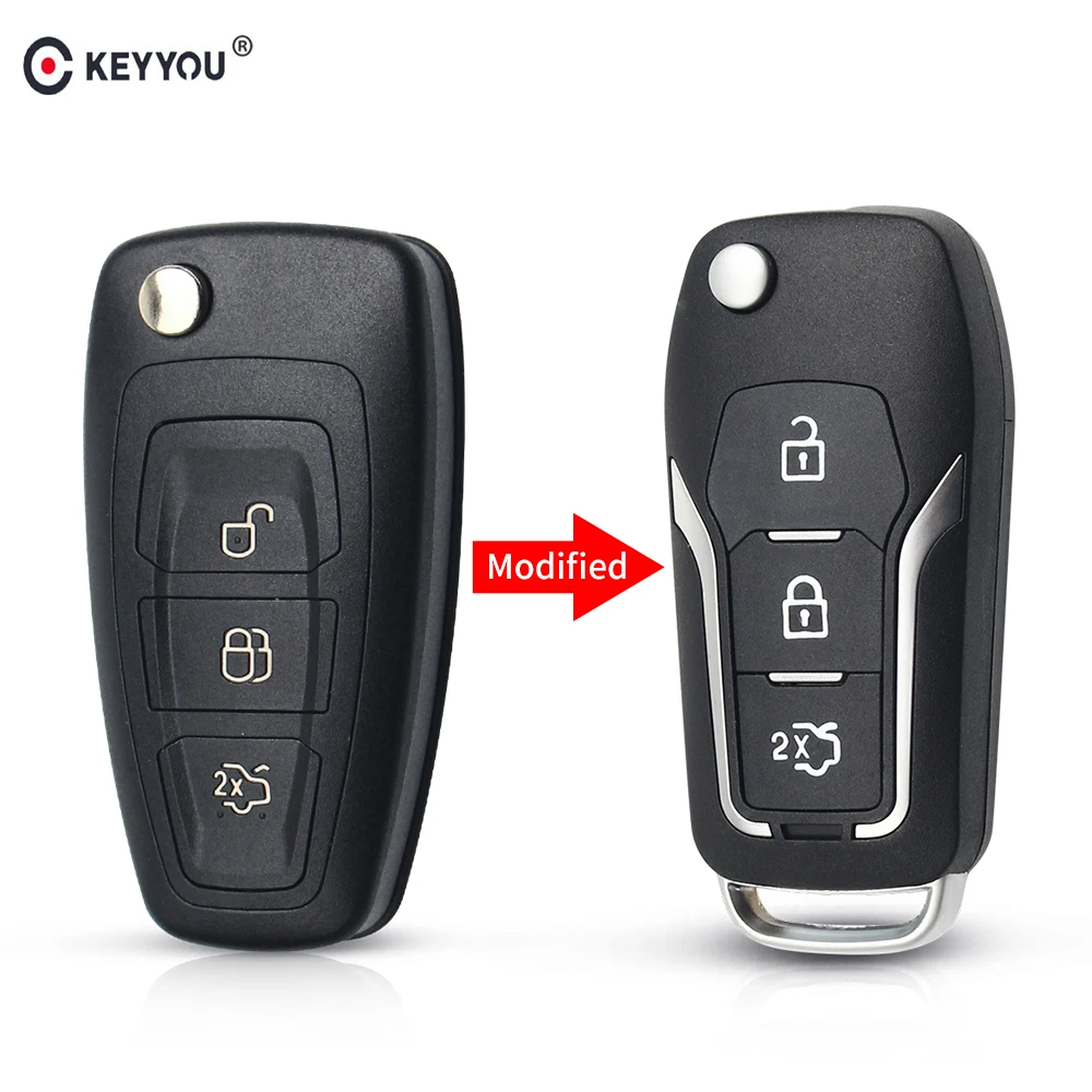 

KEYYOU 3 Buttons Modified Flip Folding Remote Key Flip Fob Shell For Ford Focus 3 Fiesta connect mondeo c max Smart Key Case