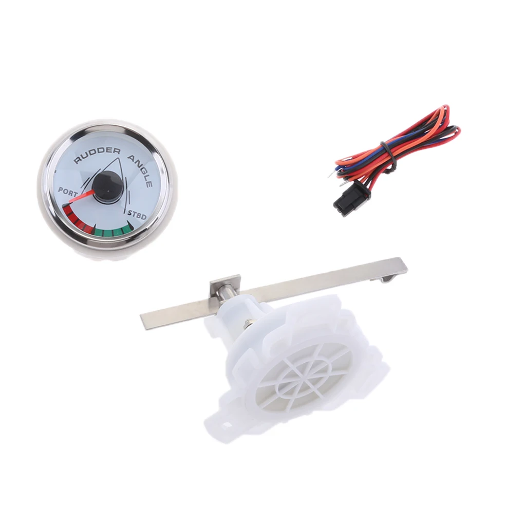 52mm Marine Boat Rudder Angle Gauge Indicator with Sensor 0-190Ω 9-32V White Face