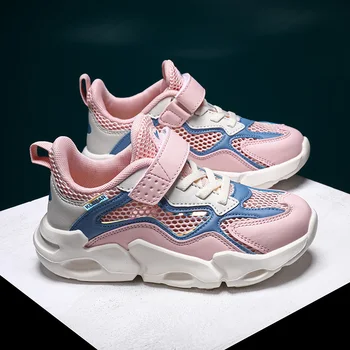 

New Arrival Children Girls Sneakers Breathable Teenage Trainers Summer Big Boys School Shoes Soft Sole Pink Girls Running Shoes