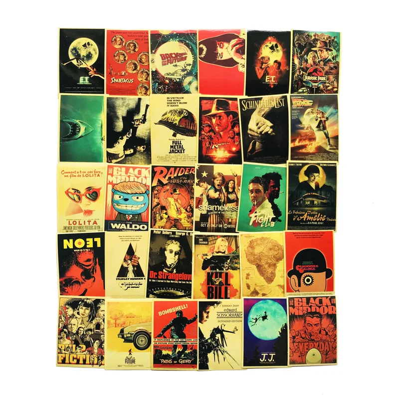 54pcs Classic Movie stickers For Luggage Laptop Art Painting Kill Bill Pulp Fiction Poster Stickers Waterproof Skateboard Toy