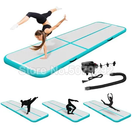 

New Mint Green Color Inflatable Air Track Mat 3M Tumbling Track For Gymnastics Mini Size Air Floor/Air Track Mat With Pump Cheap
