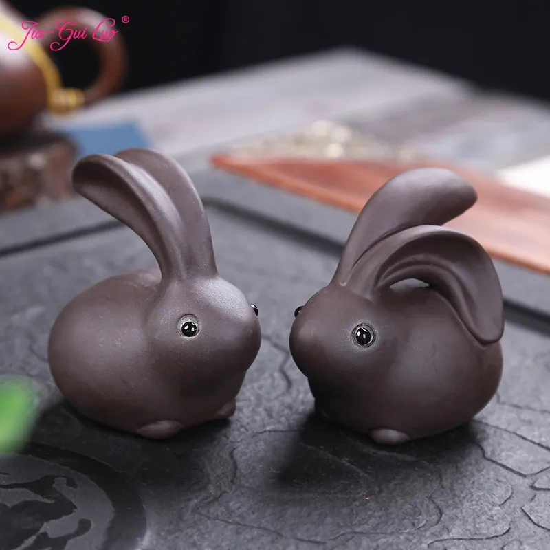 

JIA-GUI LUO-Purple Clay Tea Pet, Home Decoration, Tea Pet, Rabbit, A Pair, N020