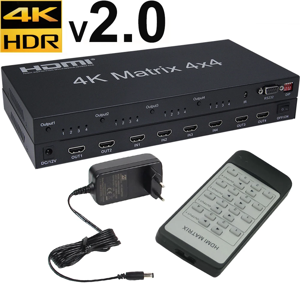 HDMI 2 0 матрица 4X4 сплиттер переключатель 4 в выхода с RS232 и EDID контроль HDCP 4KX2K/60 Гц HDR |