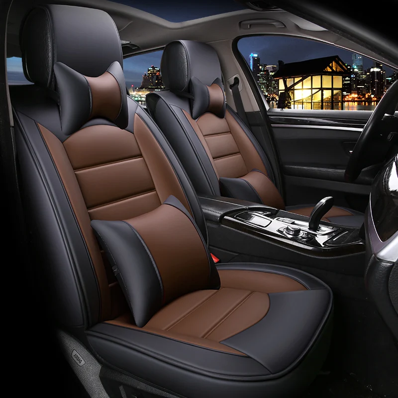 Eco-leather auto seats covers PU Leather Car Seat Covers for VW passat santana phaeton t roc tiguan touarg sharan touran | Автомобили и