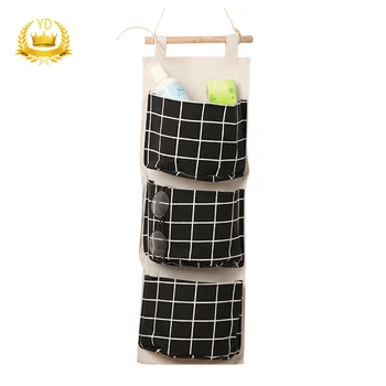 

Hot Hanging Storage Bag, Wall Mounted 3 Bags Nursery Bag Over The Door Storage Pocket Fabric Wall Door Closet Hanging Organizer