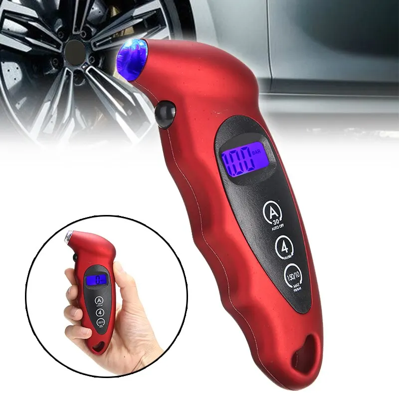 

1pc Bicycle Bike Car Tire Diagnostic Tool Tire Pressure Tester 0-150 PSI Backlight LCD Digital Display Measurement Gauge