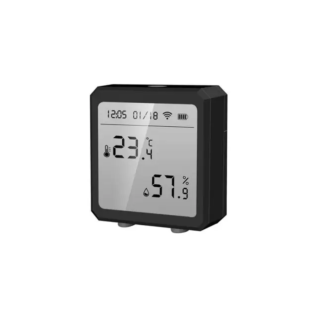 Tuya Smart Life WiFi Temperature & Humidity Sensor Bluetooth-compatible Thermometer With LCD Display For Alexa Google Home 1PC Black
