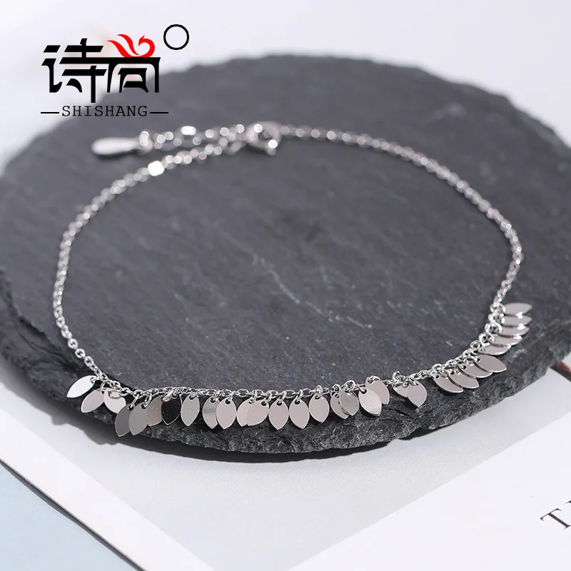 

Spring And Summer Outing Season New Style Fine Silver Anklet Oval Wafer Simple Hipster Foot Ornaments Fashion And Personality Ac