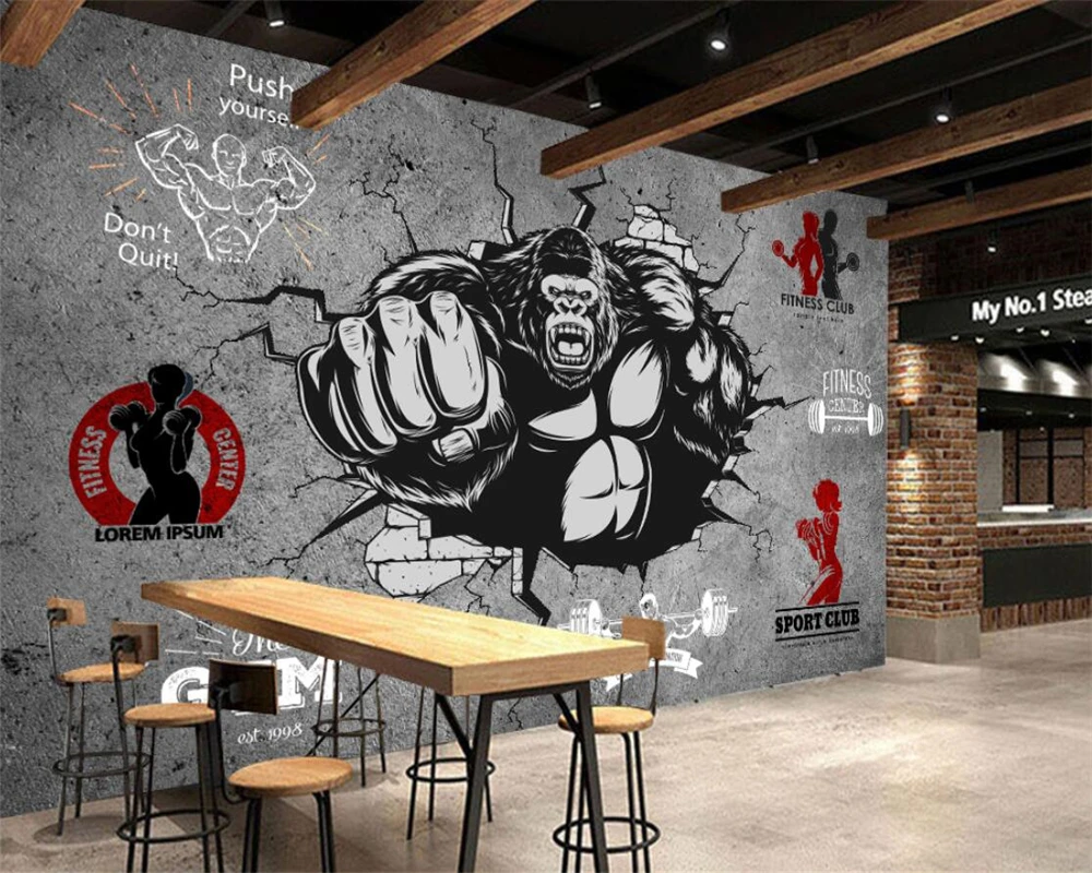 Custom Any Size Mural 3D Sports Graffiti Brick Wall Gym Background