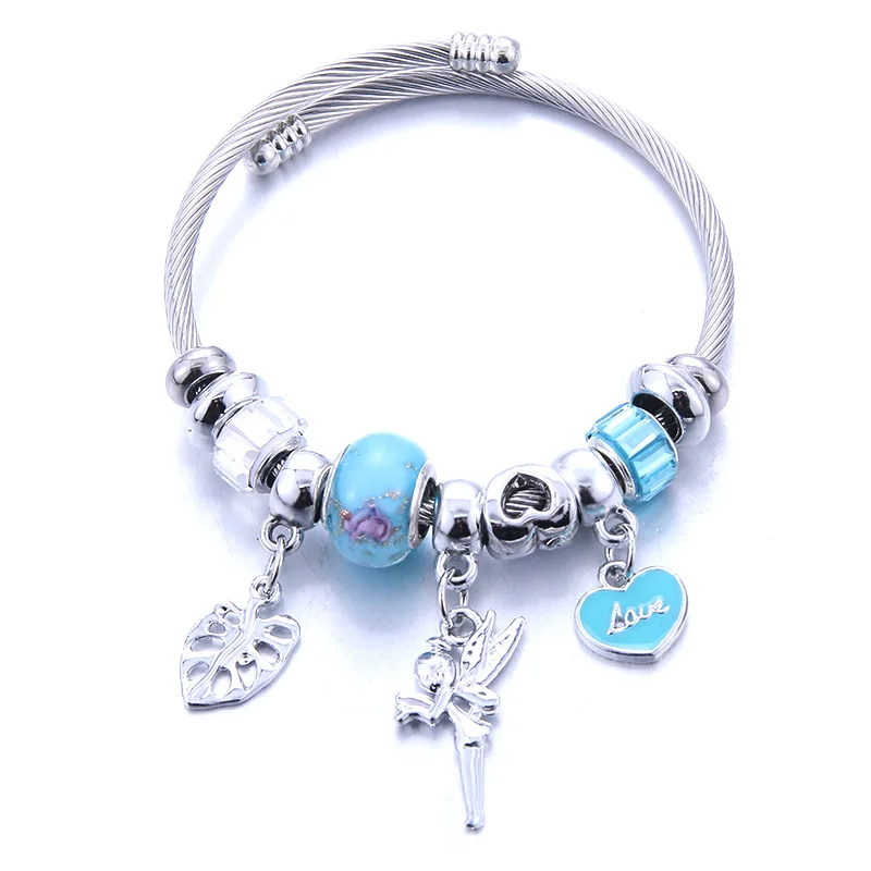 Новый браслет с бусинами кулон листьями ангела регулируемый подвеской сделай