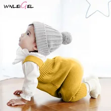 WLG/Зимний вязаный комбинезон для малышей, штаны Хлопковые Штаны для маленьких девочек и мальчиков детские свободные шерстяные штаны на пуговицах, детская зимняя одежда