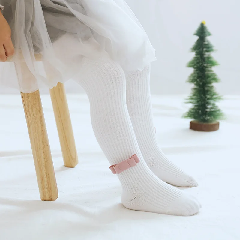

Autumn And Winter New Style Panty-hose for Kids British Style Lint Bowknot GIRL'S Leggings Combed Cotton Baby Fashion Panty-hose