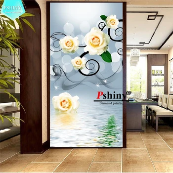 

PSHINY 5D DIY Diamond embroidery sale white rose flowers Full drill round rhinestones pictures Diamond Painting new arrivals