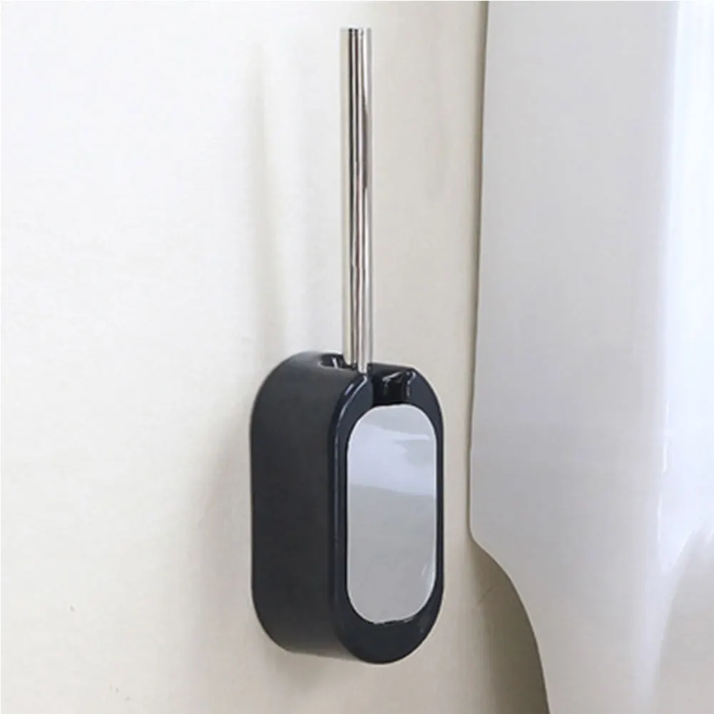 

Bathroom Wall Mount Long Handle Storage Box Punch Free Modern Toilet Brush Cleaning Set Home