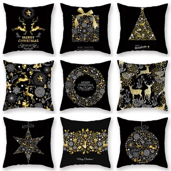

Merry Christmas Pillow Case Sofa Cushion Covers Xmas Party Decorative Pillowcases Happy New Year Xmas Gifts,9 Pcs