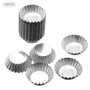 

5/10/20pcs Egg Tart Molds Stainless Steel Cupcake Mold Thickened Reusable Cake Cookie Mold Tin Baking Tool Baking Cups