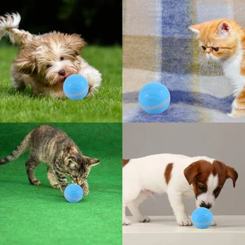 

Cat and Dog Toy Ball with Flashing RGB LED Light USB Rechargeable 360° Automatic Rolling Waterproof Durable Rubber Training Rota