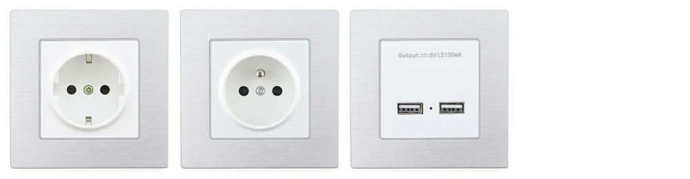 Atlectric ЕС FR стандартная вилка питания розетка двойной usb зарядка алюминиевый порт Панель розетка электрик Франция стандарт