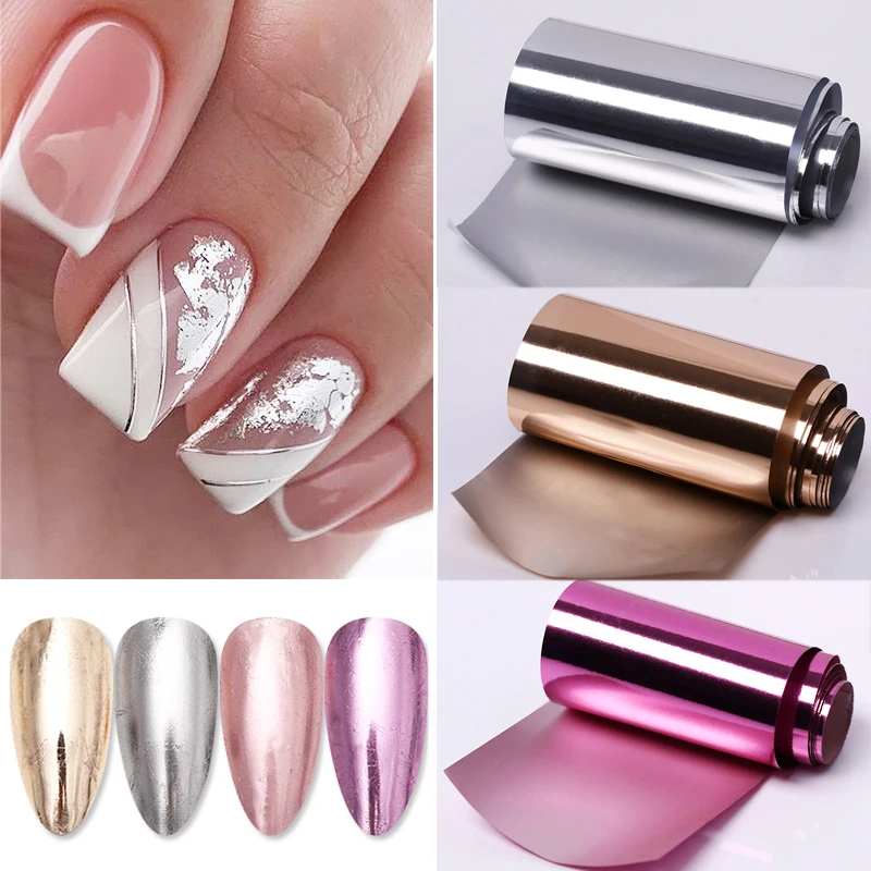 Nail Foils Transfer Rolls Silver Gold Metallic Color Nails Stickers Art Paper Slider Nagel Decorations for Manicure | Красота и