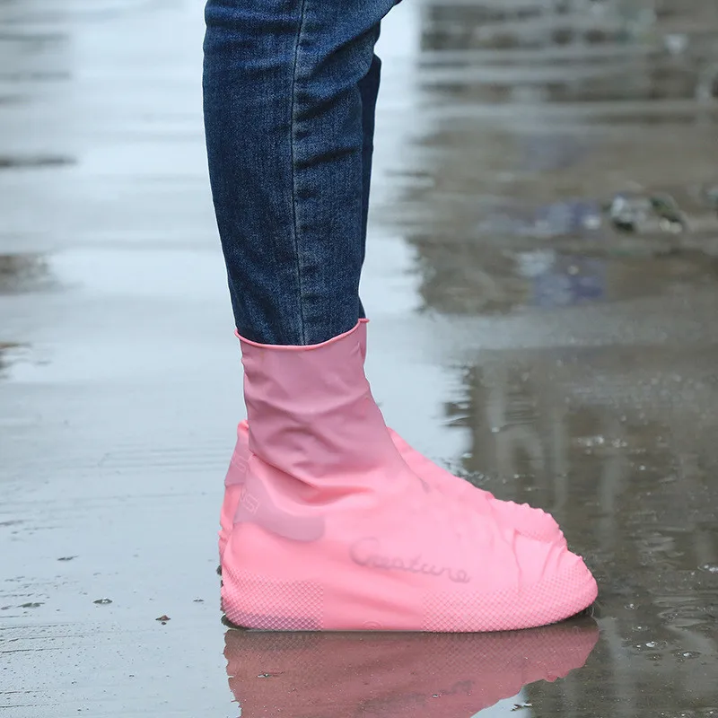 FATTERYU Men Women Kids Rain Shoe Covers Reusable Silicone Waterproof Foldable Non-slip Cycling Outdoor Convenient Thicken Rain Boots 
