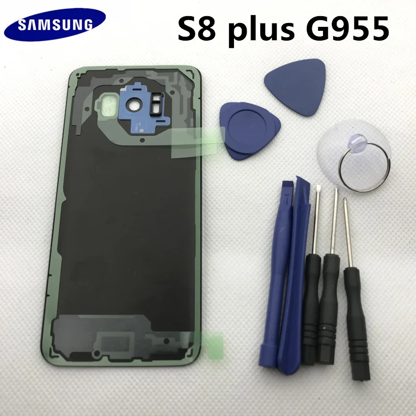 Новая Оригинальная Задняя крышка батареи для samsung Galaxy s8+ edge plus G955 G955F Задняя стеклянная крышка корпуса с логотипом+ наклейка+ Инструменты