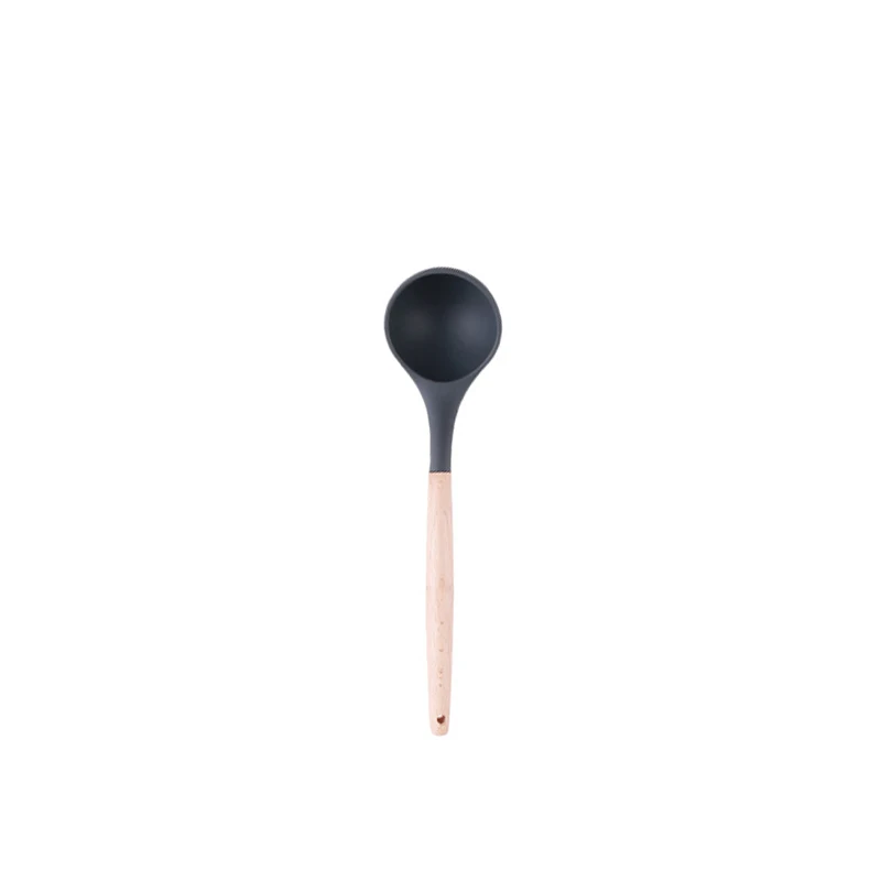 Силиконовая ложка для супа лопатка антипригарная лопата с деревянной ручкой специальный термостойкий дизайн кухонные инструменты Наборы для приготовления пищи гаджет - Цвет: Soup spoon