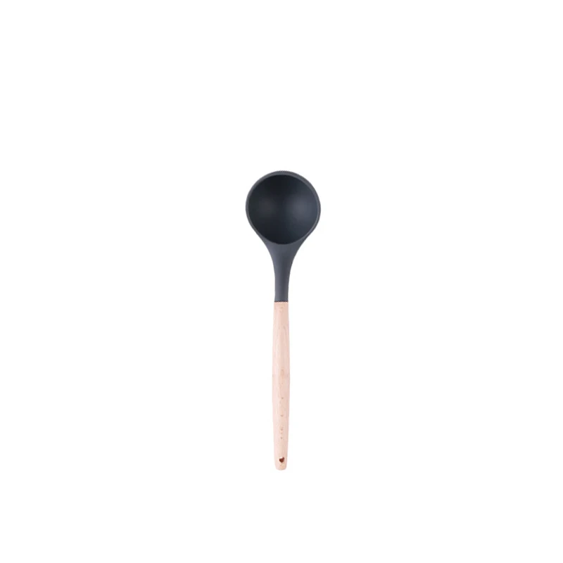 Soup spoon Силиконовая ложка для супа лопатка антипригарная лопата с деревянной ручкой специальный термостойкий дизайн кухонные инструменты Наборы для приготовления пищи гаджет - Цвет: Soup spoon
