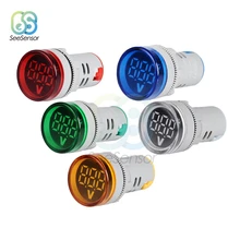 Mini woltomierz cyfrowy 22mm okrągły Panel DC 6-100V Volt Tester napięcia miernik Monitor dioda LED dużej mocy wskaźnik lampa na pilota wyświetlacz światła