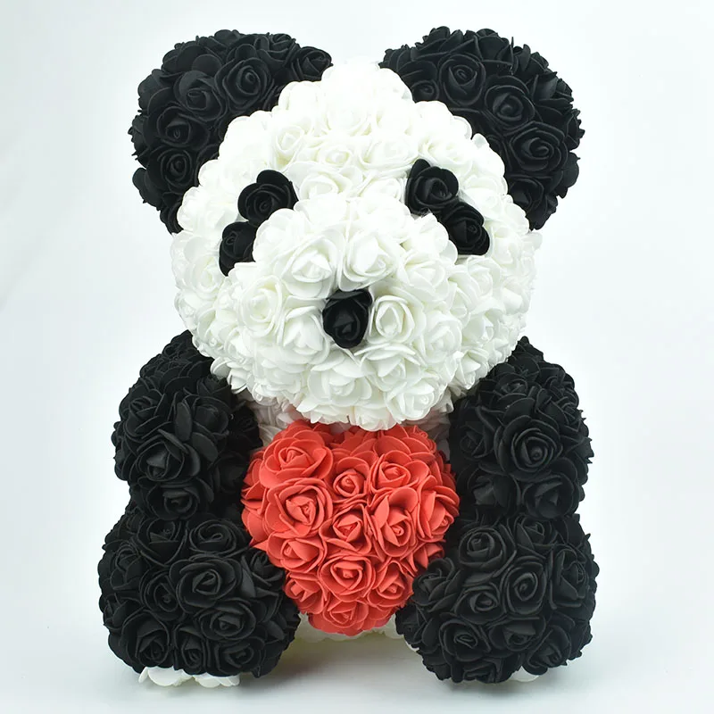 

2020 40cm Soap Foam Rose Panda China Rose FLower bear with heart for Girlfriend and Birthday Gift