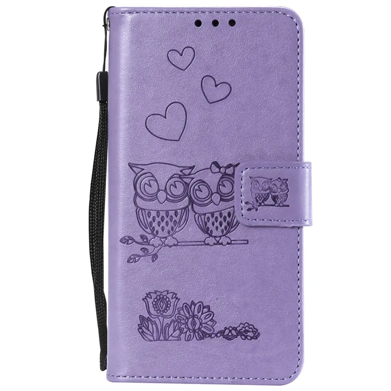 Чехол-книжка для LG K50 Q60 K40 G7 V30 ThinQ Stylo 5 4 Waller с милой текстурой Совы кожаный флип-чехол для телефона с отделениями для карт - Цвет: Purple