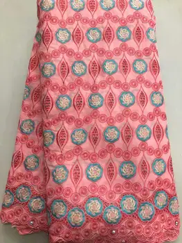 

Cotton African Net Laces Fabrics 2019 High Quality French Swiss voile Embroidery Lace Fabric 5Yards Wedding For Dress XSOC033