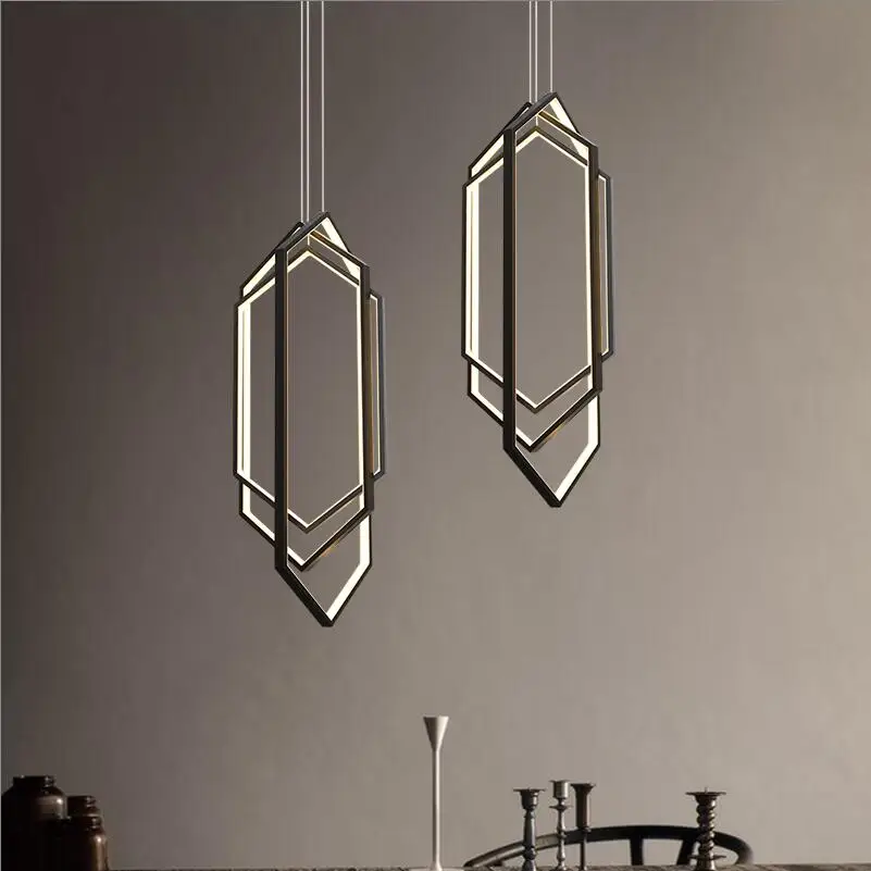 Black/Gold 3 Rings LED Pendant Light Hang for Dining Room Kitchen Bar Acrylic Suspend Lamp Luminare Fixture | Лампы и освещение