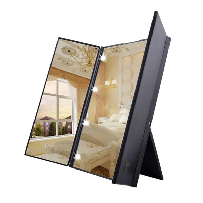 

Women Fashion LED Makeup Mirrors Folding Compact Hand Cosmetic Pocket Mirror with LED Light
