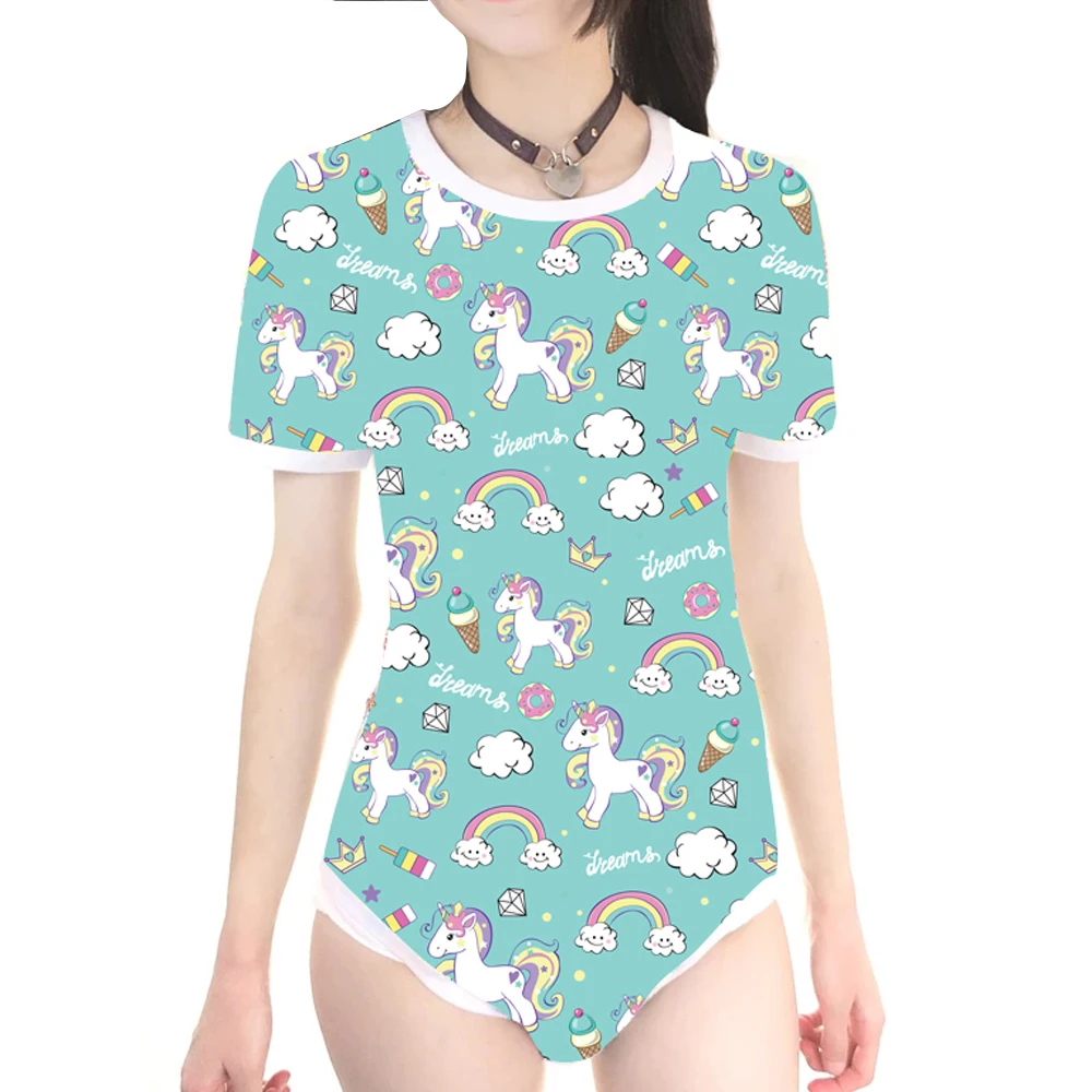 Adult Baby ABDL Snap Crotch Onesie Unicorn Print Diaper Bodysuit Adult Baby ABDL Snap Crotch Onesie Unicorn Print Diaper Bodysuit