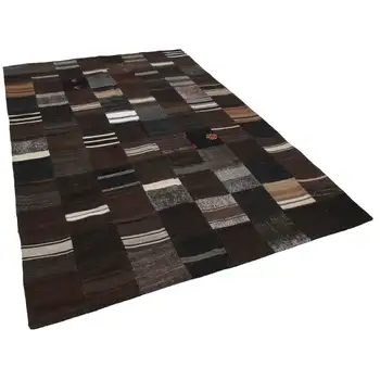 

201x302 Cm Black Handmade Rugs Patchwork Rug-7x10 Ft