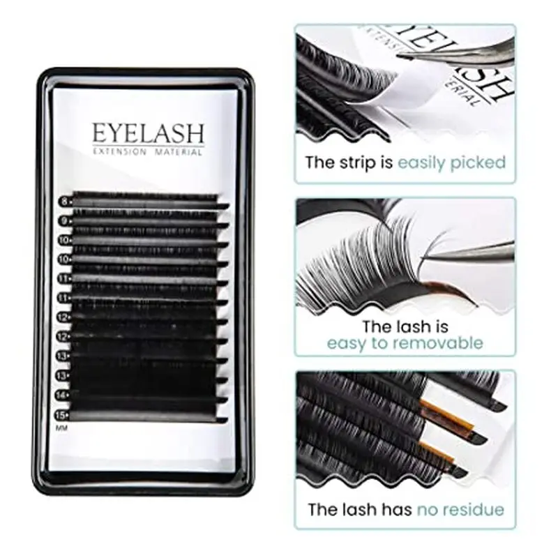 

Individual Eyelash Extension Silk Lashes Volume 0.05-0.25mm C/D Curl 8-15 mm Mix Length Faux lash individual eyelash extension