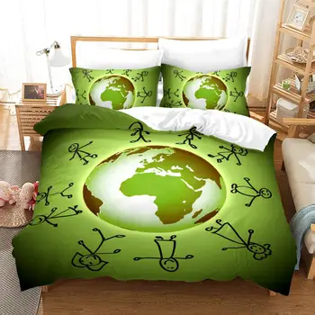 

Earth Planet World Bedding Set Bedroom Decor 100% Microfiber Hypoallergenic Zipper 1PC Duvet Cover with Pillowcases No Comforter
