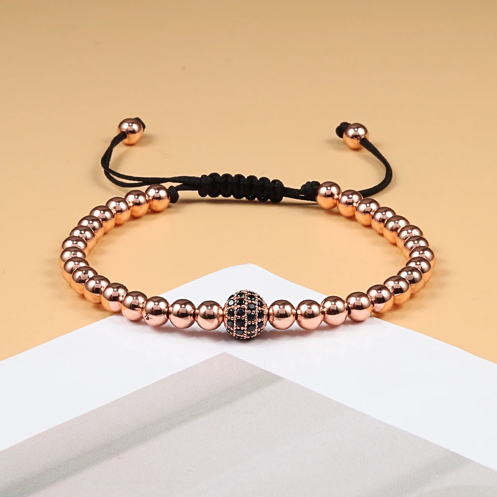 rose gold Дизайн, леопардовая голова, для мужчин и женщин, браслет, регулируемый, с бусинами, проложенный цирконием, очаровательный браслет для мужчин и женщин, модное ювелирное изделие, подарок - Окраска металла: rose gold