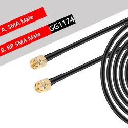 Premium RG58 Coaxial Cable - RP SMA Male to Female Bulkhead WiFi Antenna Extension, 50 Ohm Pigtail Jumper - 15M (SMA M to RP SMA M)