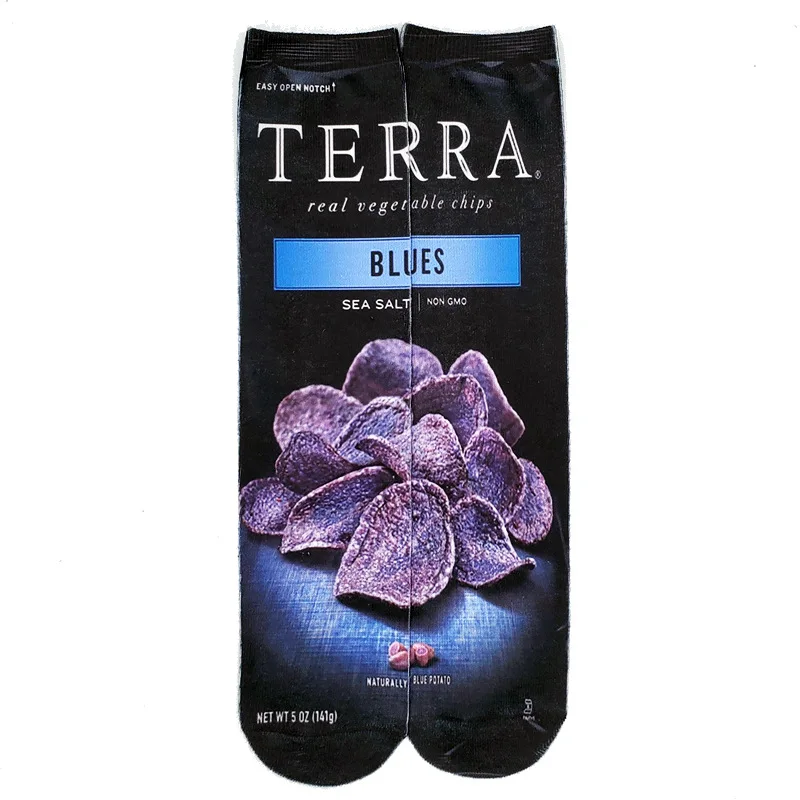 Модные мужские носки унисекс с 3D принтом осенние забавные длинные носки с картофельными чипсами мужские хлопковые и классные подарки для мужчин 403 - Цвет: 10